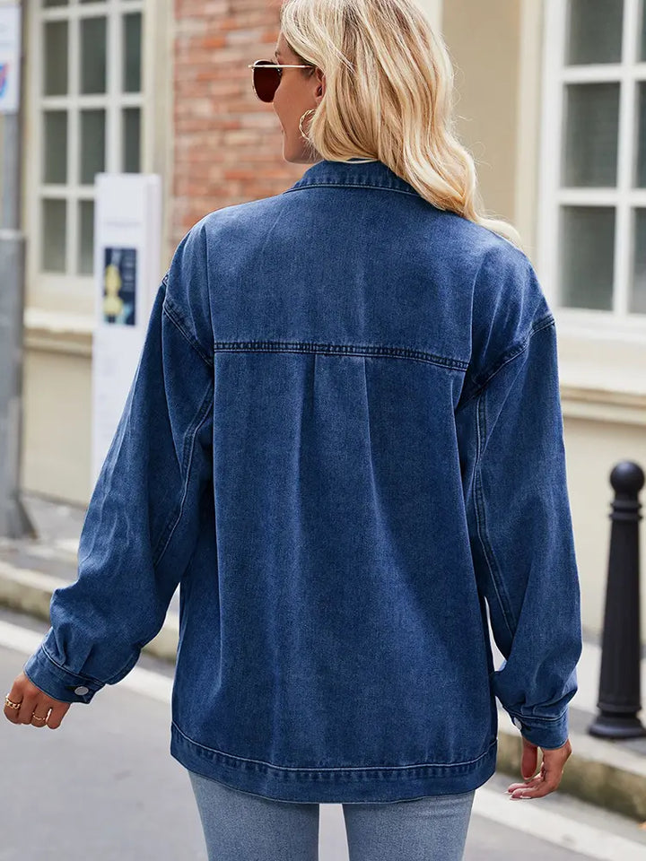 Maud | Denim Blouse met Drukknoopsluiting en Relaxte Fit