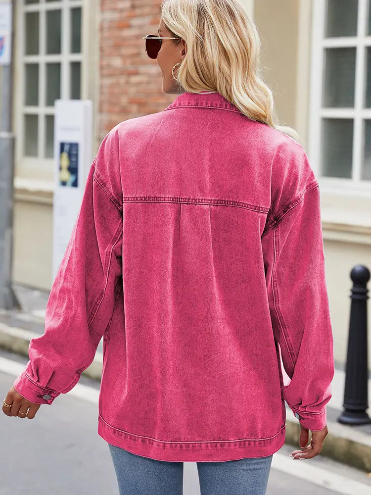 Maud | Denim Blouse met Drukknoopsluiting en Relaxte Fit