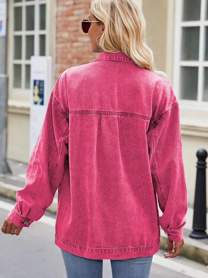 Maud | Denim Blouse met Drukknoopsluiting en Relaxte Fit