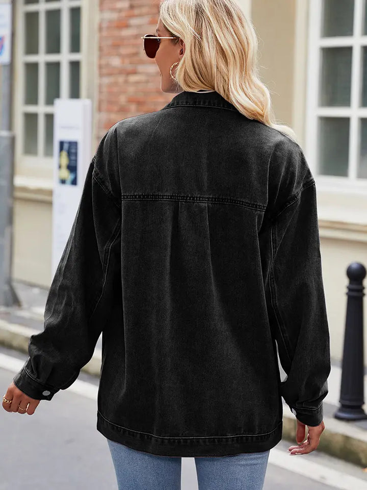 Maud | Denim Blouse met Drukknoopsluiting en Relaxte Fit