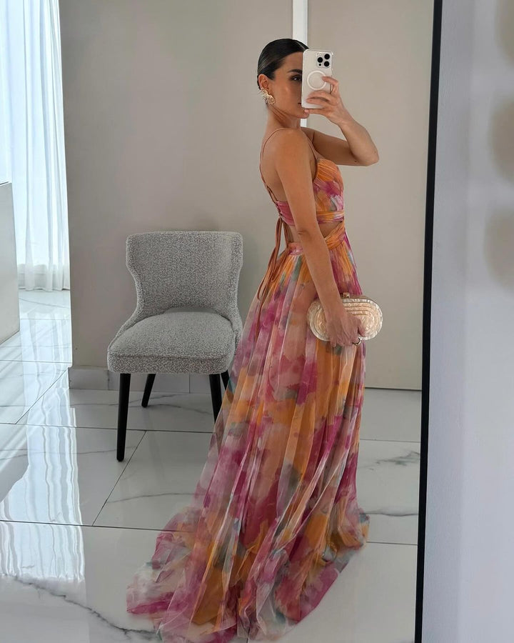 Valeria | Luxe Maxi Jurk met Abstracte Print