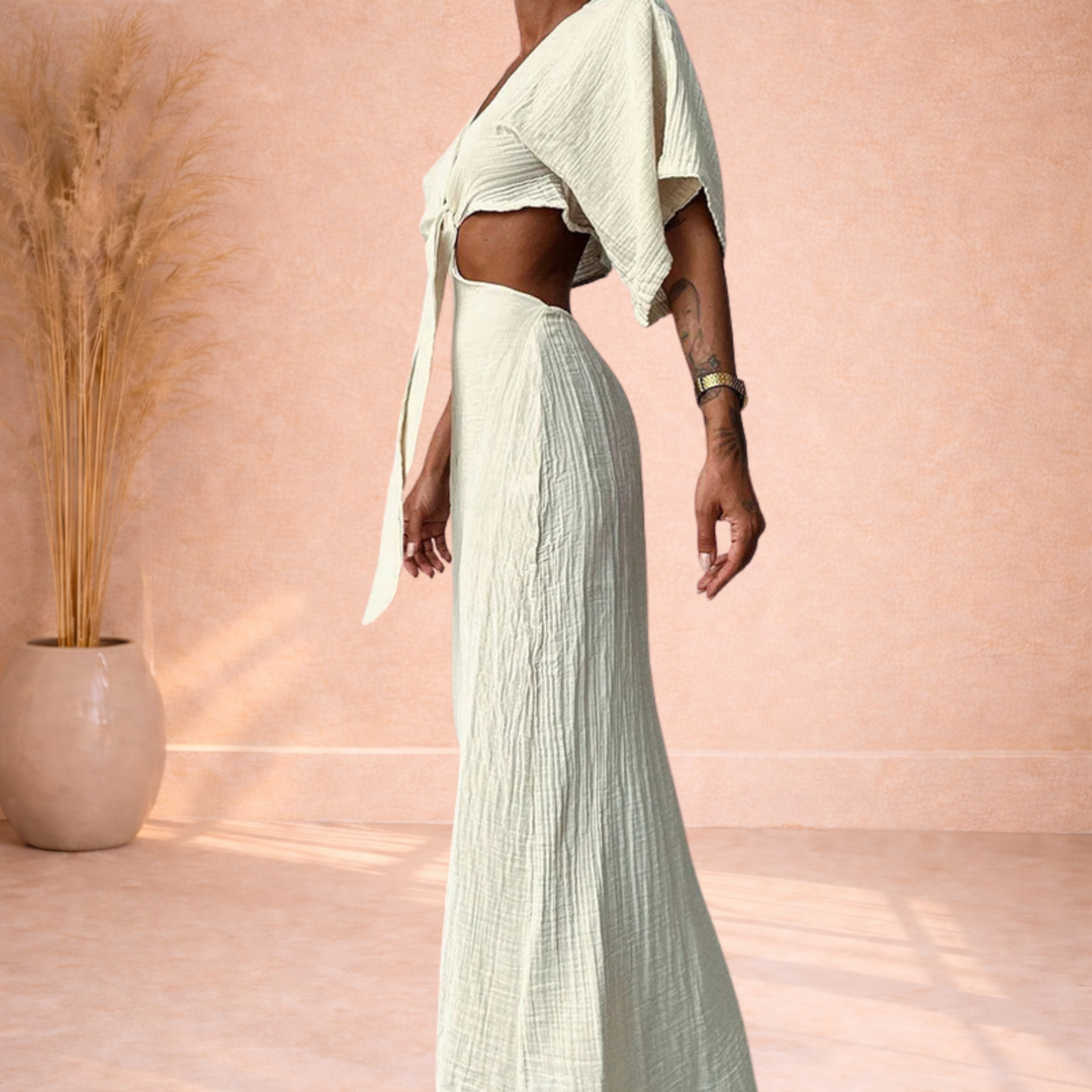 Zara | Maxi Jurk met Cut-Out en Strikdetail