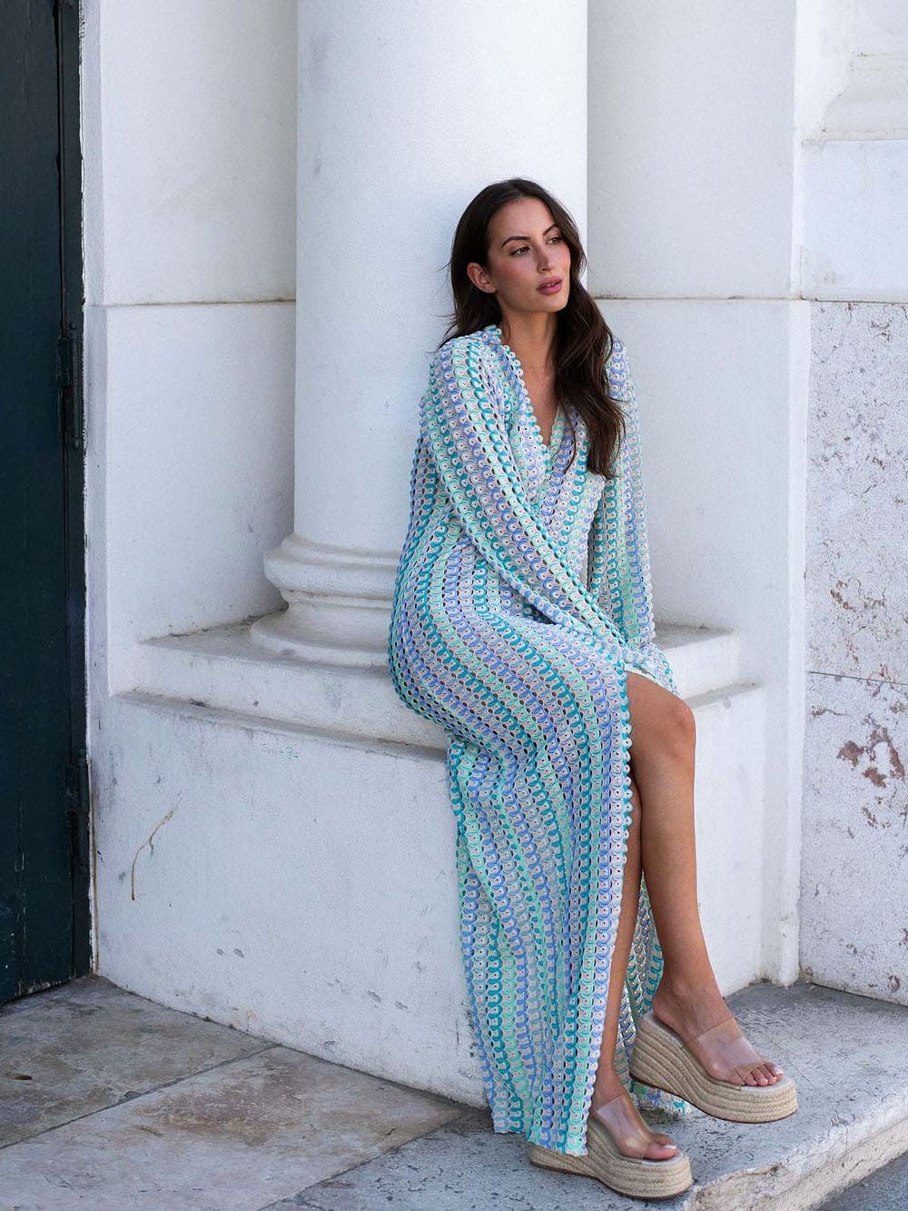 Sanne | Maxi Jurk met Patroon en Split