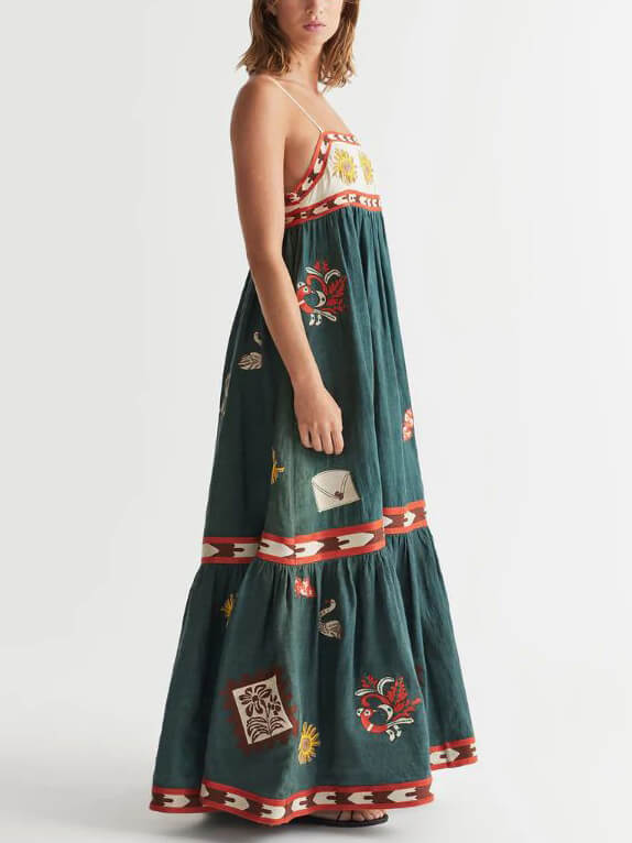 Maartje | Maxi Jurk met Artistieke Print