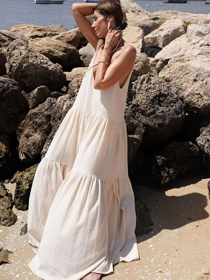 Faye | Maxi Jurk met Gelaagde Rok