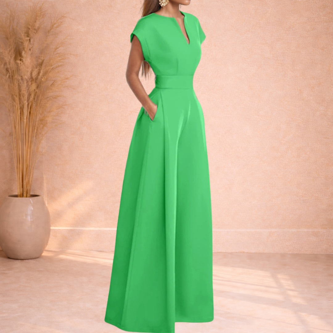 Ava | Jumpsuit met Wijde Pijpen en V-Hals