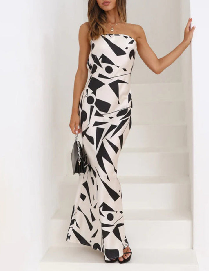 Mila | Grafische Bandeau Maxi Jurk