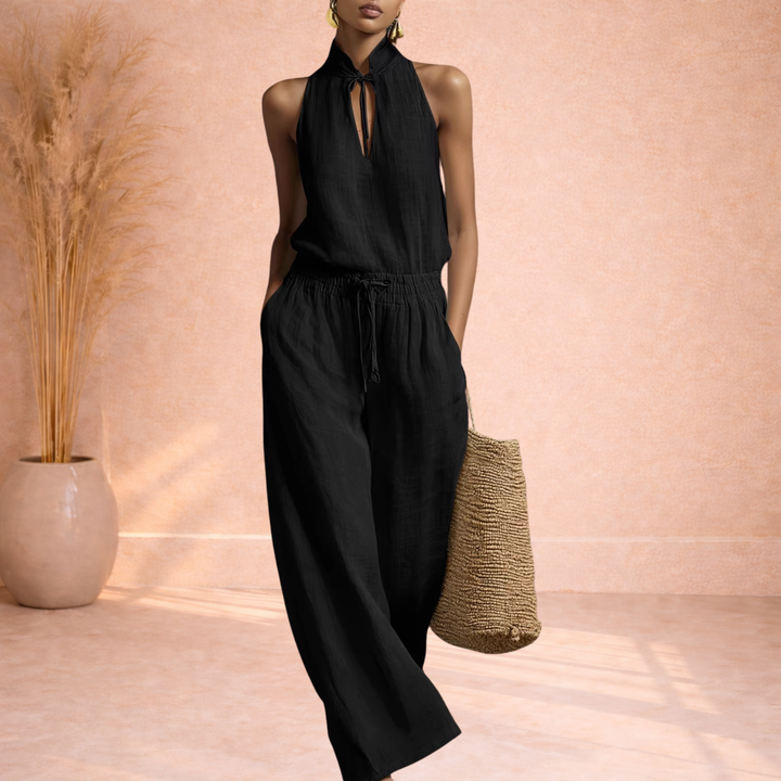 Luna | Halter Jumpsuit van Linnen en Katoen