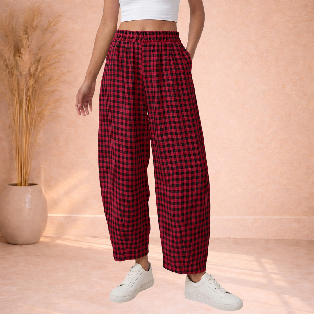 Parker | Broek met Ruitprint en Elastische Taille