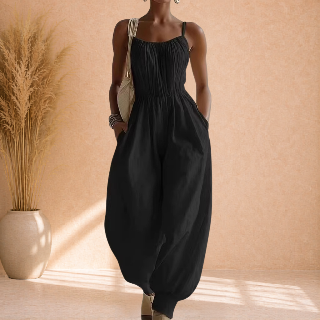 Skye | Linnen Jumpsuit met Smock Taille