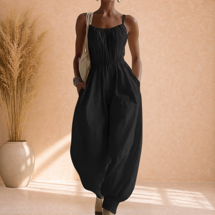 Skye | Linnen Jumpsuit met Smock Taille