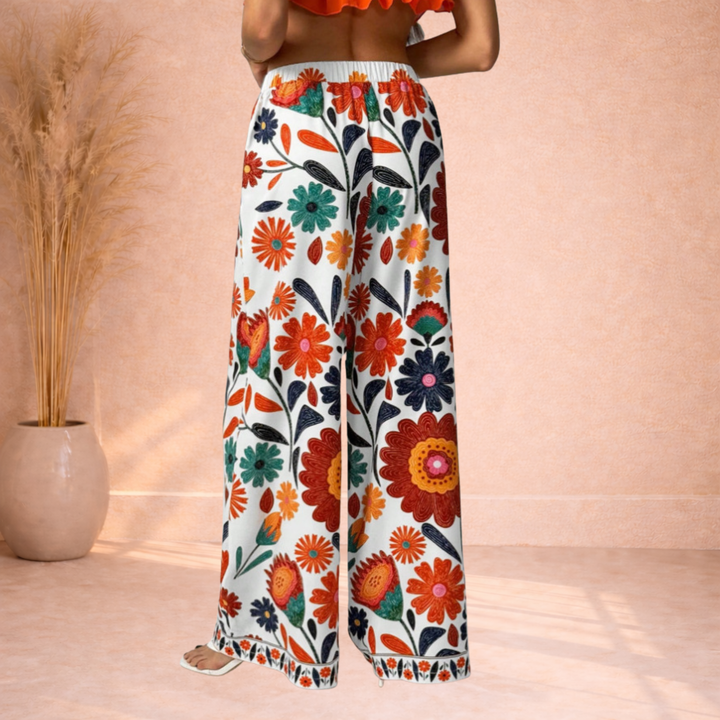 Daisy | Broek met Bloemenprint en Wijde Pijpen