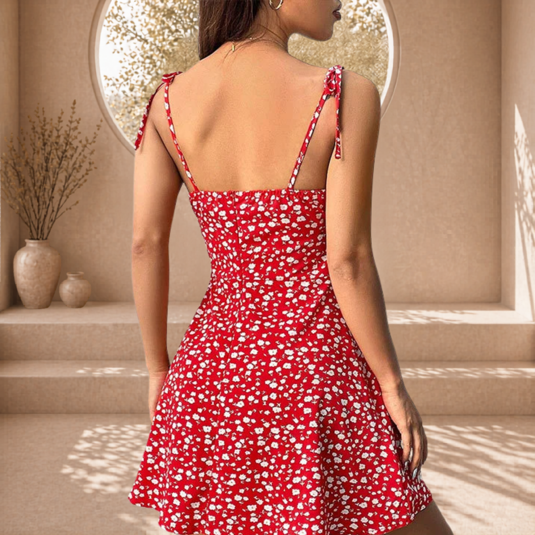 Ivy | Jurk met Bloemenprint en Strikbandjes