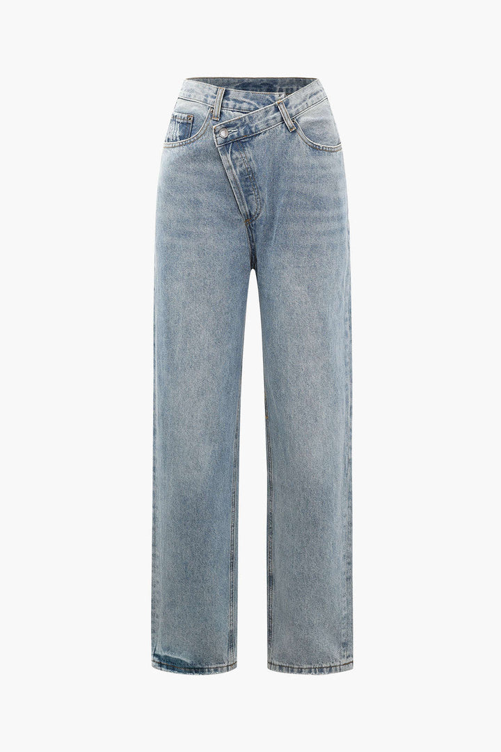 Zoë | Denim Jeans met Asymmetrische Sluiting