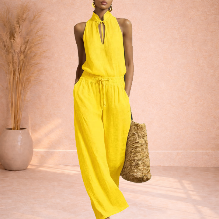 Luna | Halter Jumpsuit van Linnen en Katoen