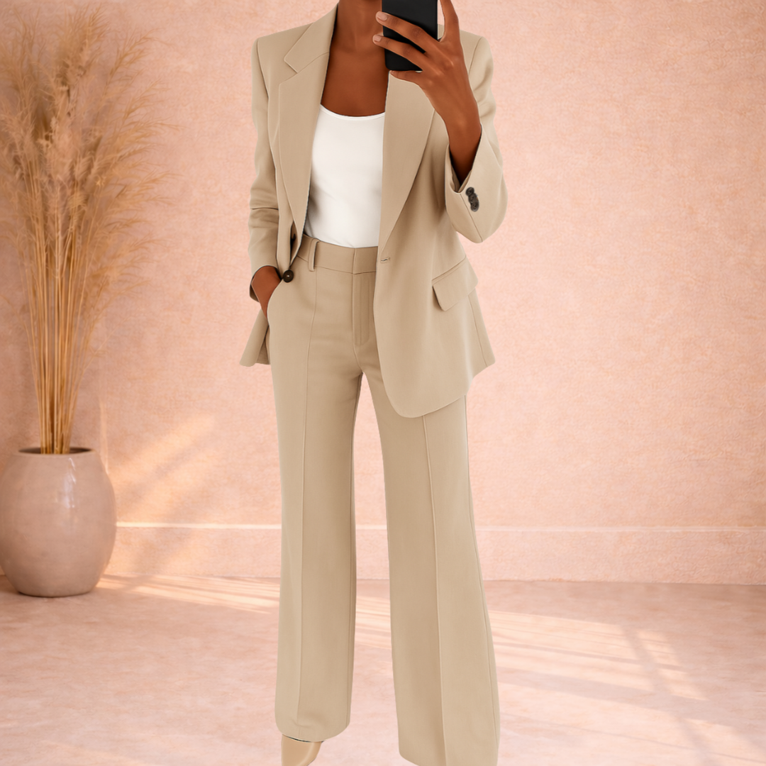 Quinn | Tweedelige Blazer Set met Wijde Broek
