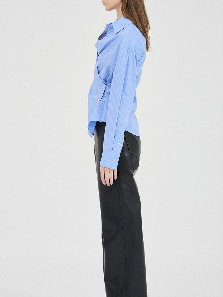 Sara | Blouse met Wikkel Detail en Fijne Strepen