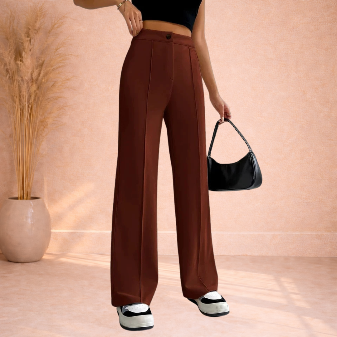 Casey | Pantalon met Rechte Pijpen en Hoge Taille