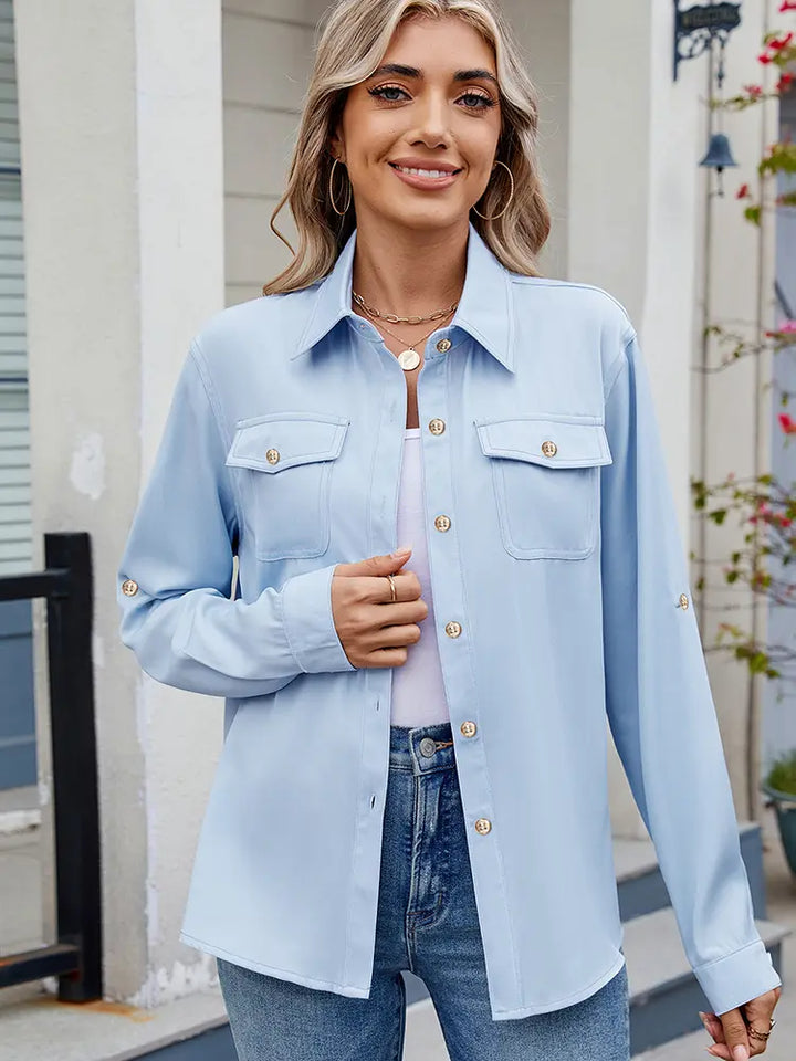 Iris | Blouse met Strikdetail en Utility Zakken