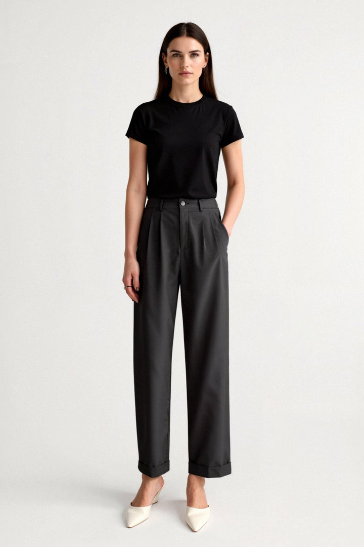 Chloé | Cropped Pantalon met Omslag Pijpen