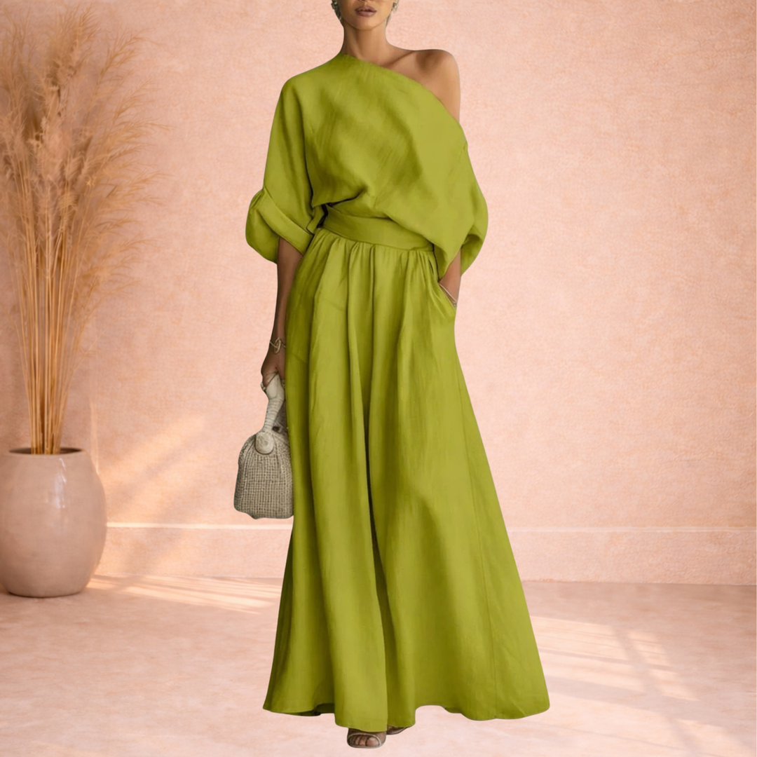 Eden | One-Shoulder Maxi Jurk met Tailleband