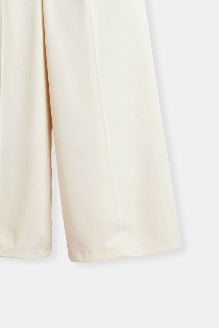 Amélie | Elegante Wide Leg Pantalon in Crème