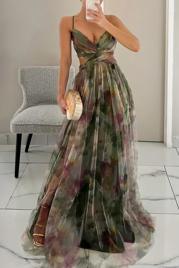 Valeria | Luxe Maxi Jurk met Abstracte Print