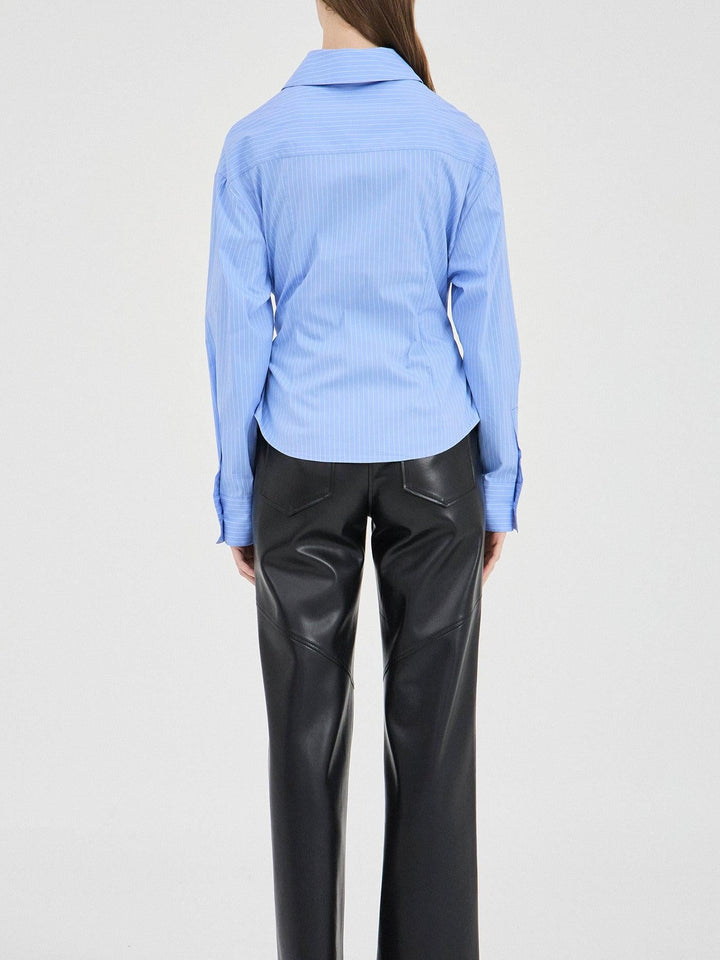 Sara | Blouse met Wikkel Detail en Fijne Strepen