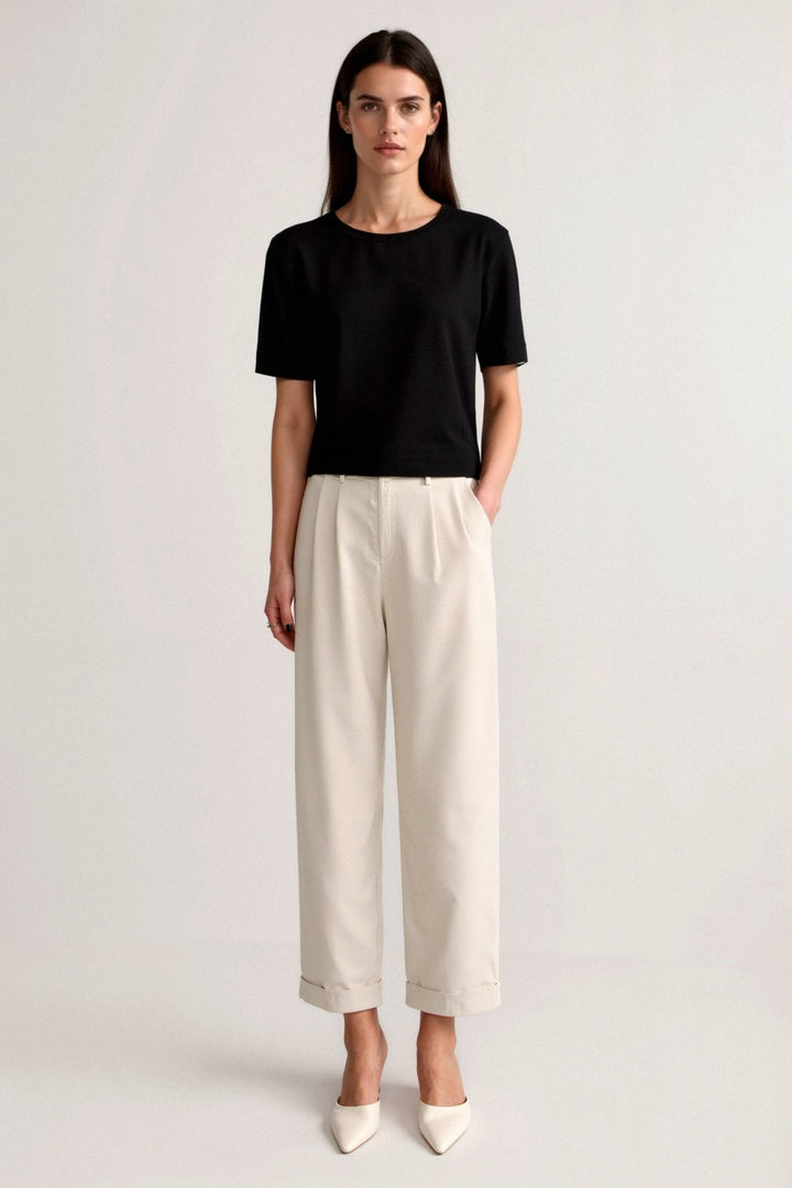 Chloé | Cropped Pantalon met Omslag Pijpen