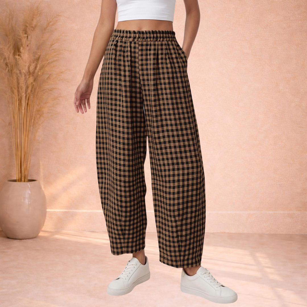 Parker | Broek met Ruitprint en Elastische Taille