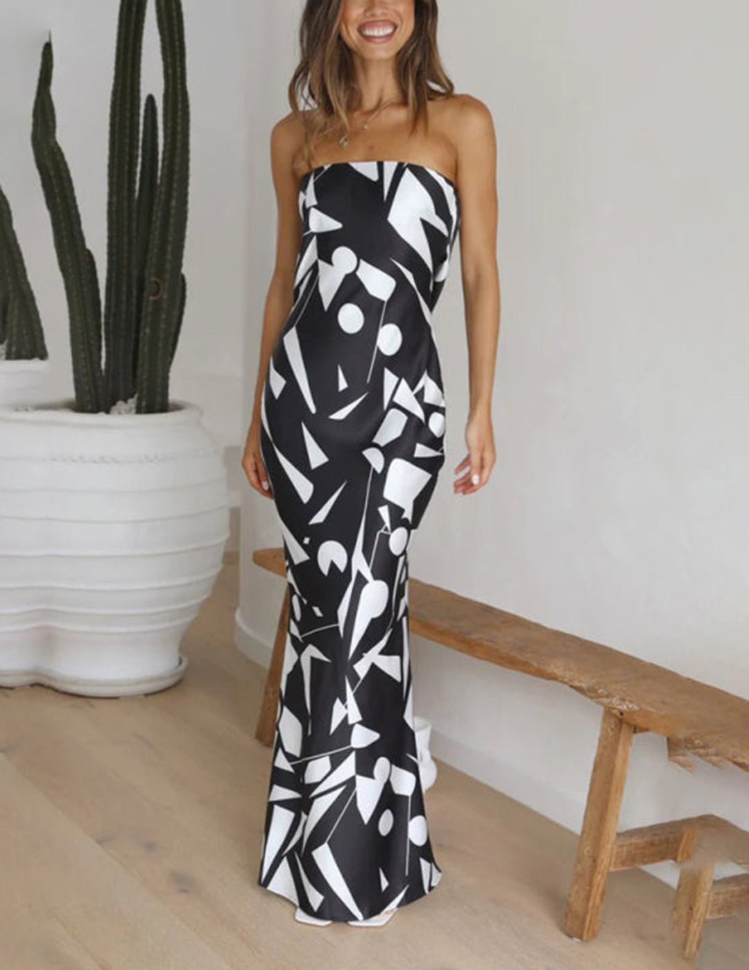 Mila | Grafische Bandeau Maxi Jurk