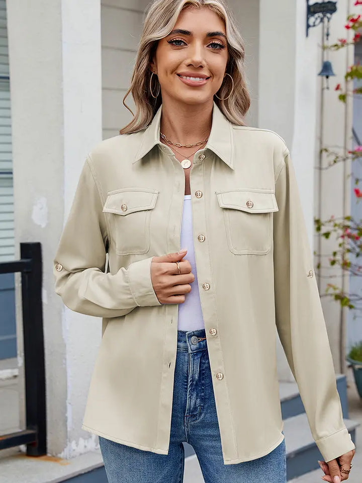 Iris | Blouse met Strikdetail en Utility Zakken