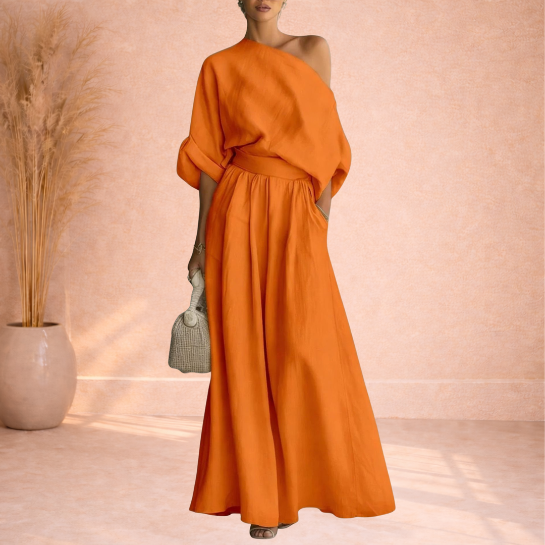 Eden | One-Shoulder Maxi Jurk met Tailleband