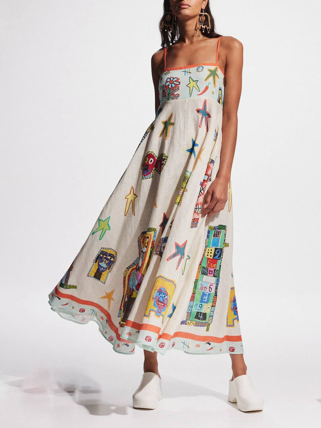 Milou | Maxi Jurk met Artistieke Print