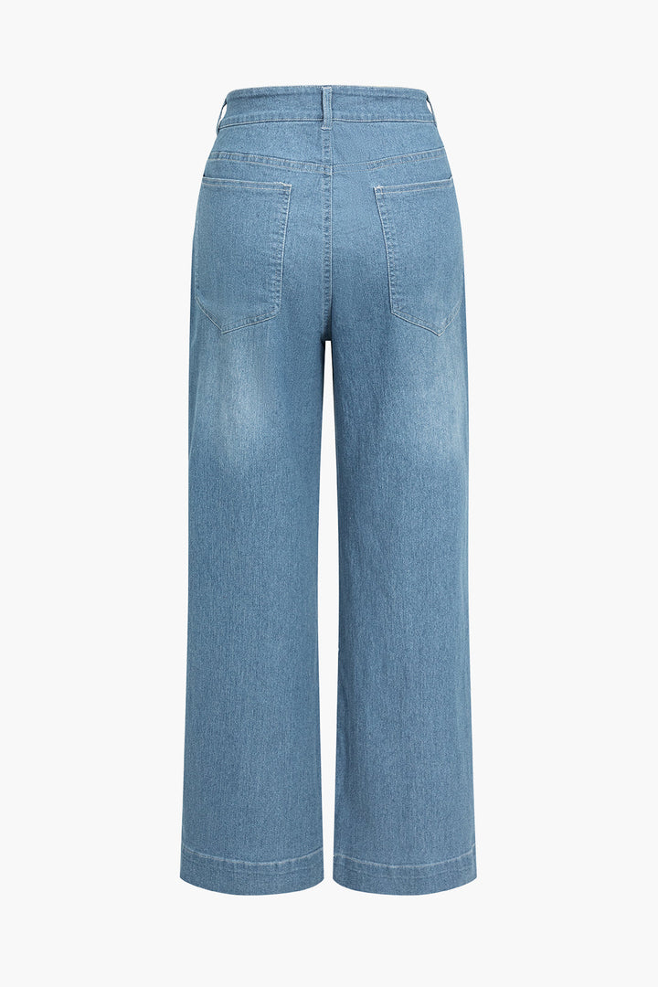 Mila | Basic Wide Leg Jeans in Lichtblauw