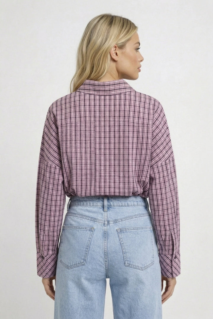 Annabel | Geruite Blouse met Koord