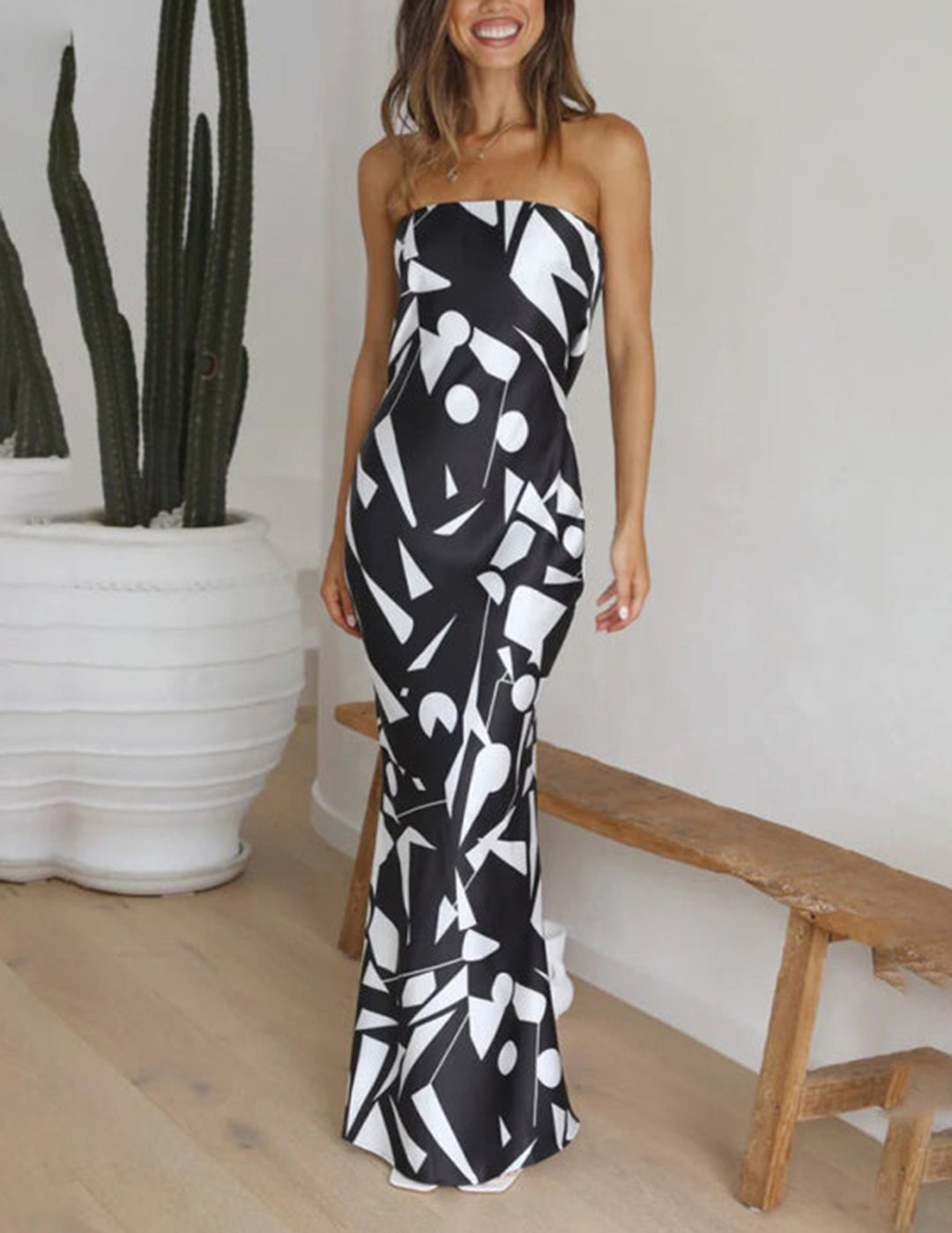 Mila | Grafische Bandeau Maxi Jurk