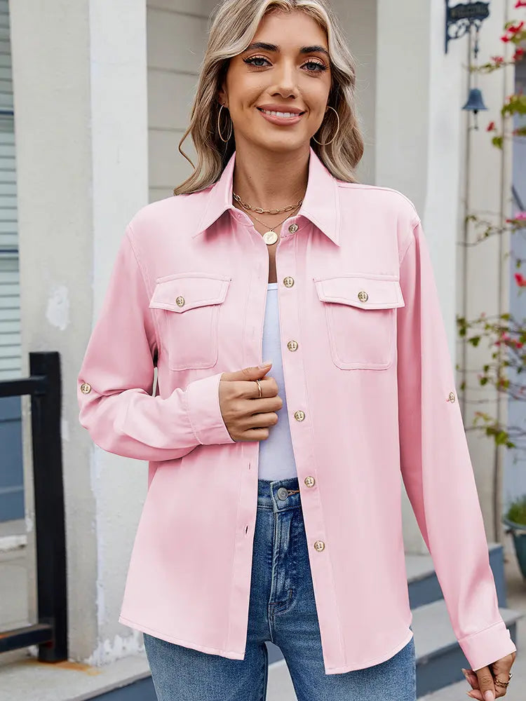 Iris | Blouse met Strikdetail en Utility Zakken