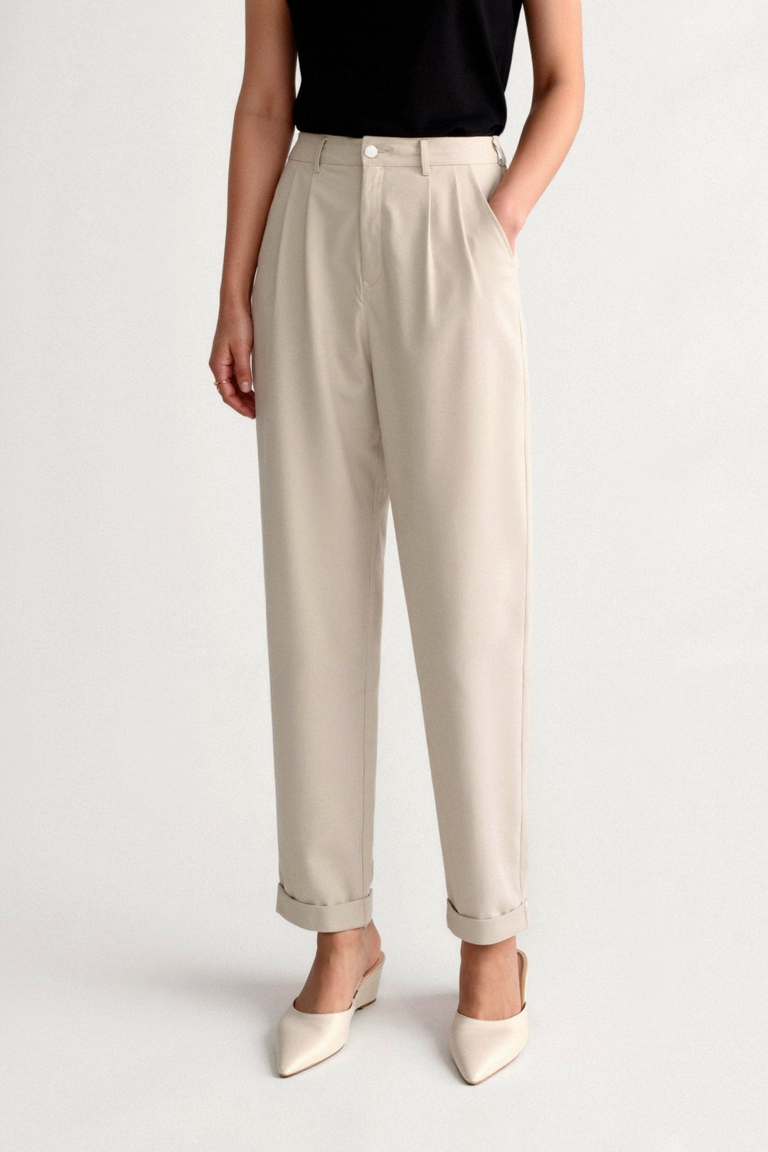 Chloé | Cropped Pantalon met Omslag Pijpen