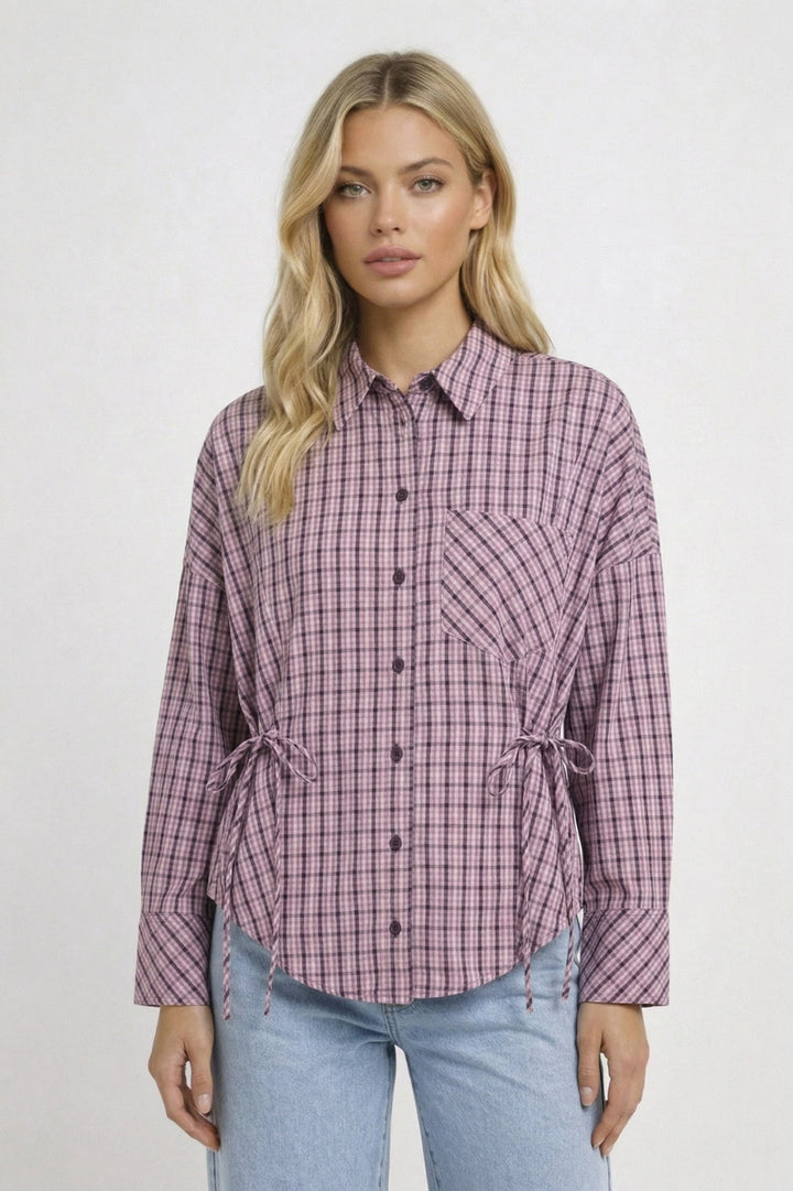 Annabel | Geruite Blouse met Koord