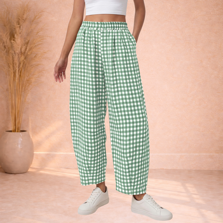 Parker | Broek met Ruitprint en Elastische Taille