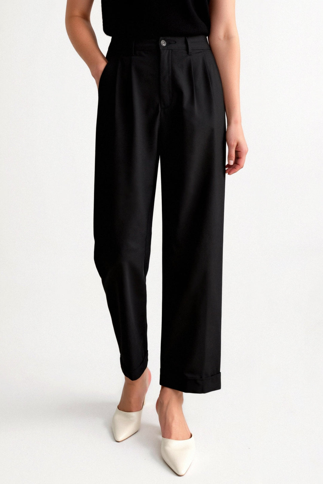Chloé | Cropped Pantalon met Omslag Pijpen