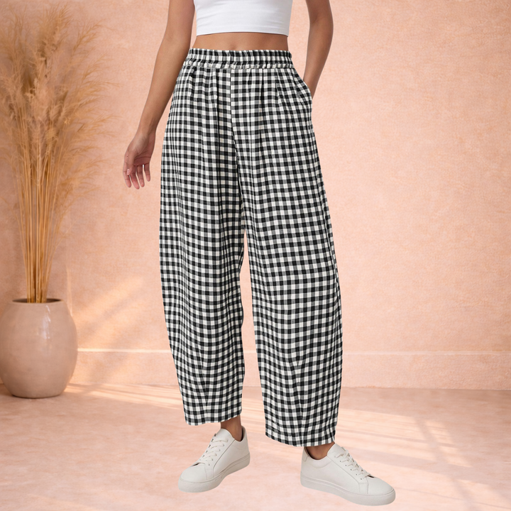 Parker | Broek met Ruitprint en Elastische Taille