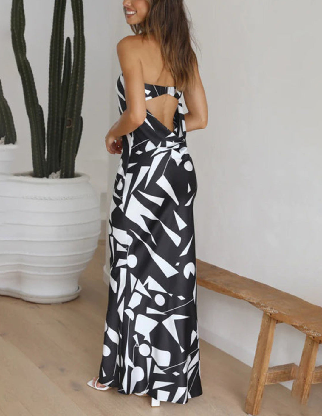 Mila | Grafische Bandeau Maxi Jurk