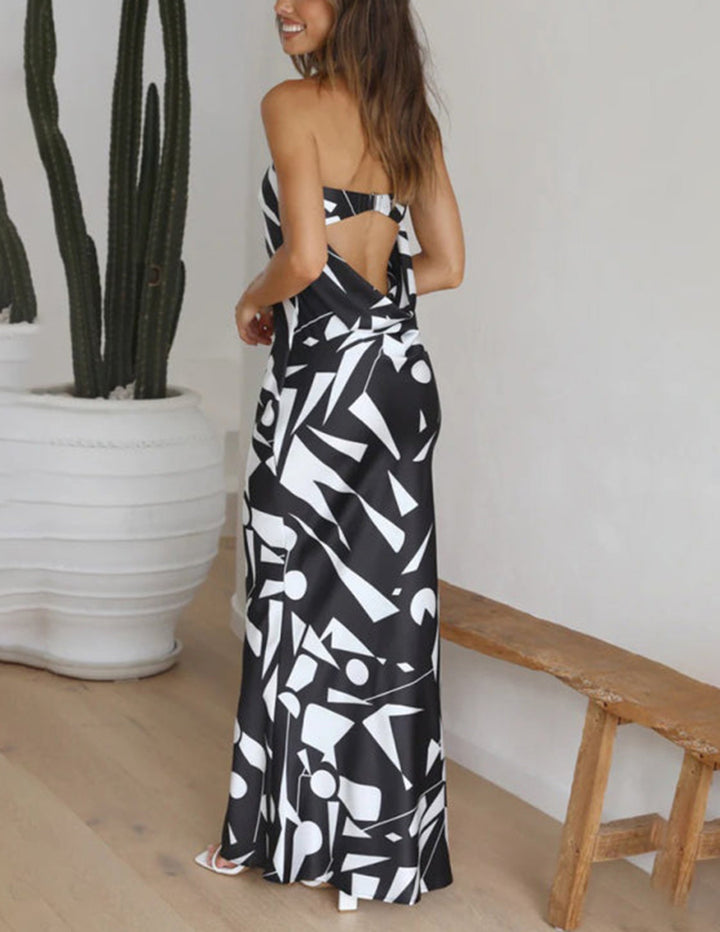 Mila | Grafische Bandeau Maxi Jurk