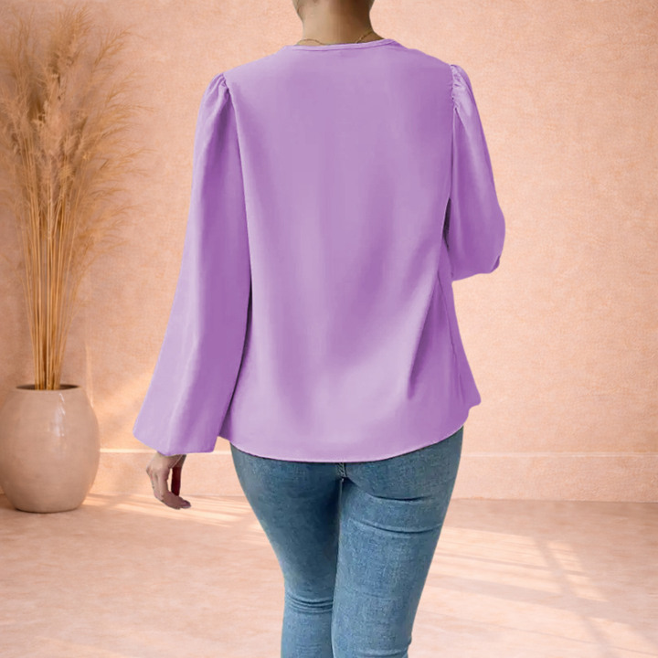 Elin | Blouse met Watervalhals en Pofmouwen