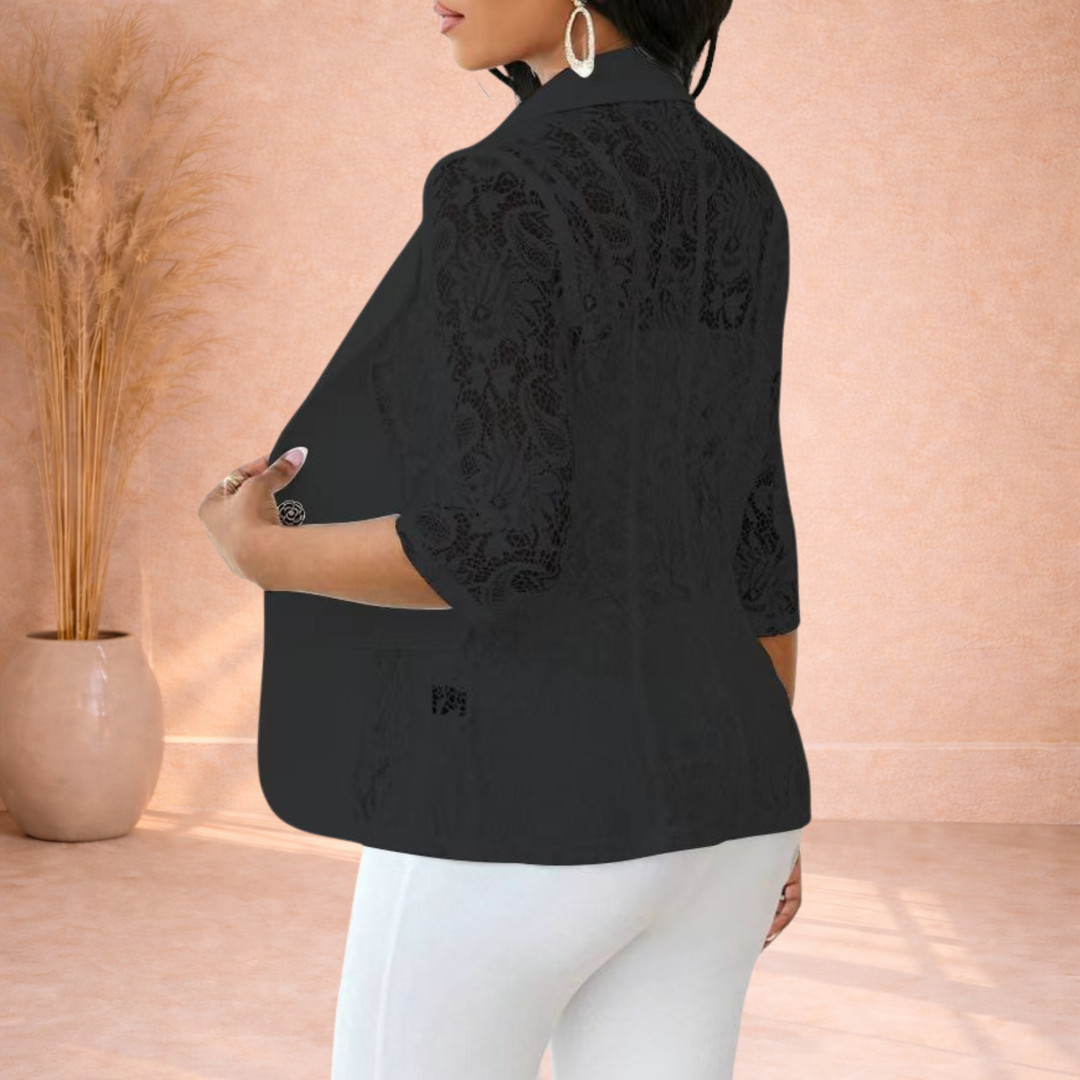 Avery | Blazer met Kantdetails en 3/4 Mouwen