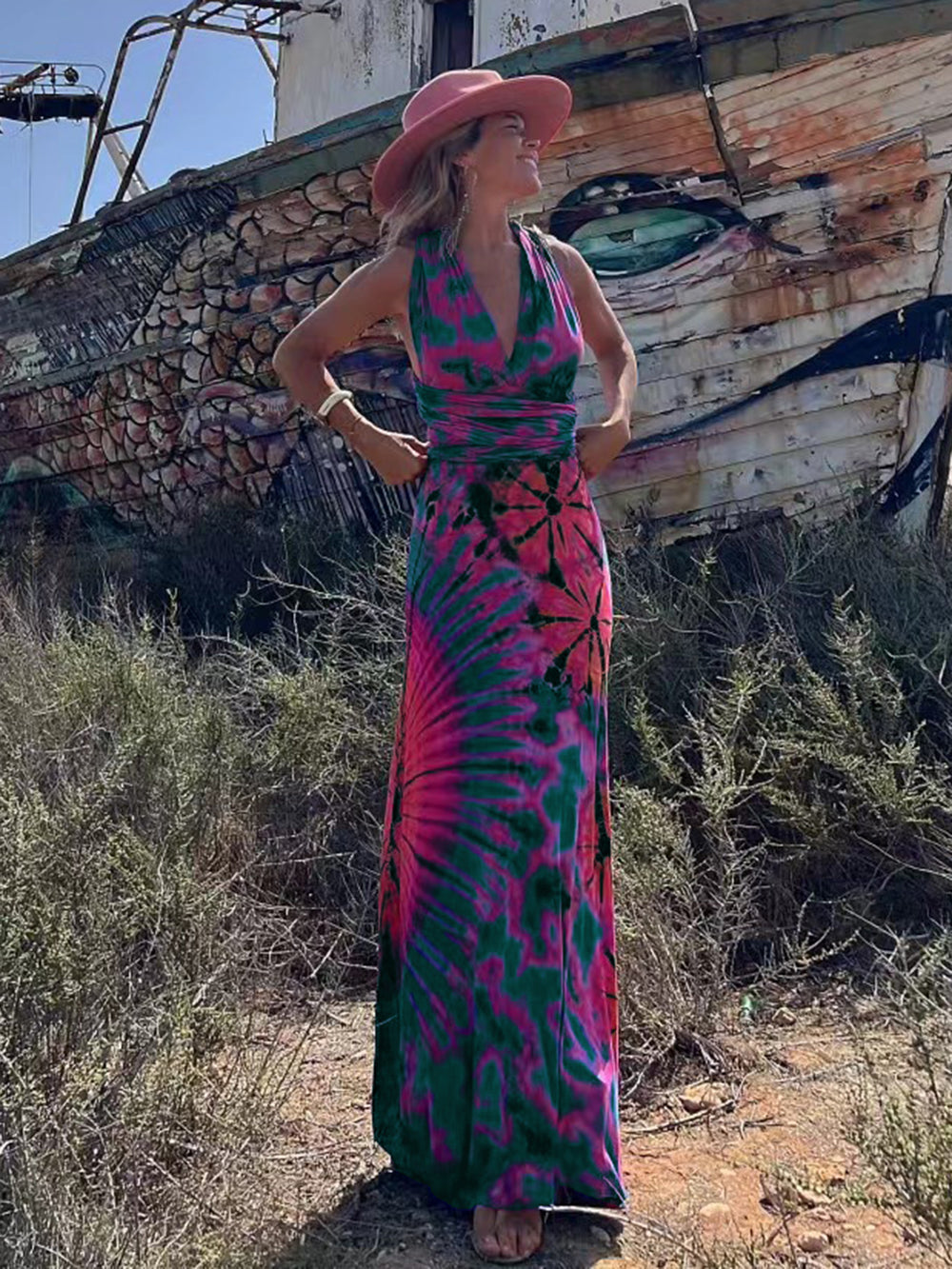 Livia | Maxi Jurk met Artistieke Print