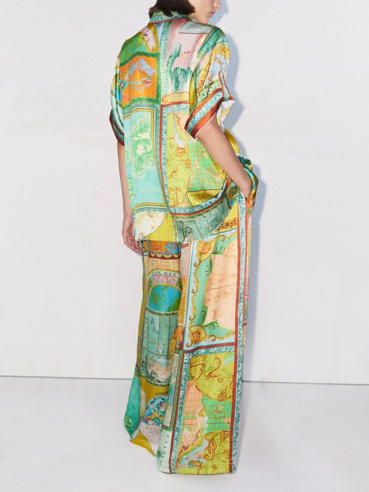 Aagje | Blouse met Sjaalprint en Satijnlook