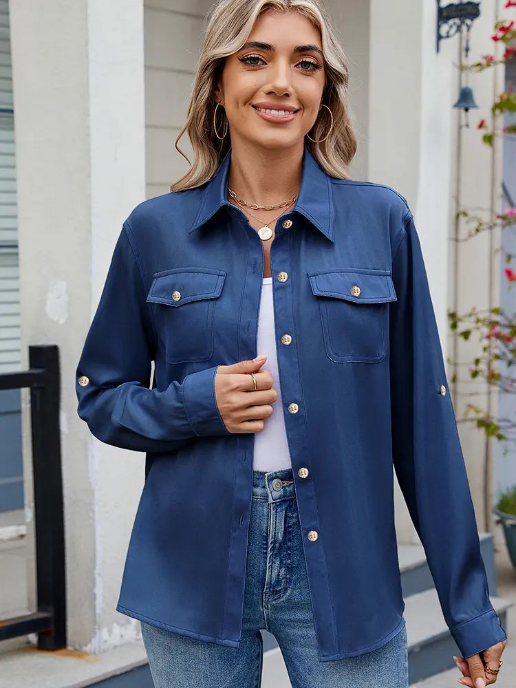 Iris | Blouse met Strikdetail en Utility Zakken